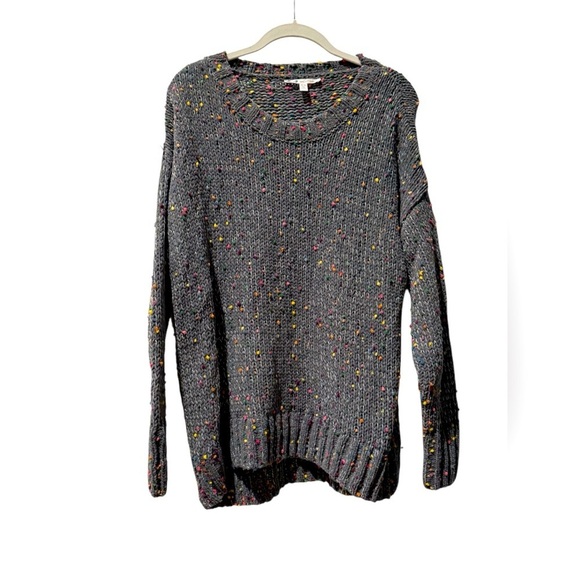 Seven7 Chunky Knit Colorful Popcorn Sweater Size M Gray Pullover Western - Picture 1 of 3